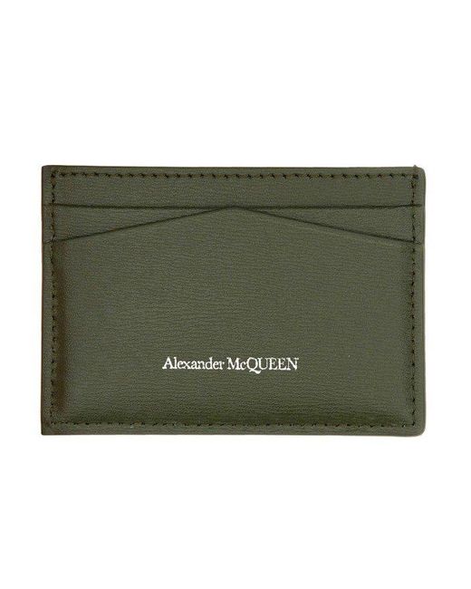 Alexander McQueen Green Leather Card Holder