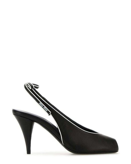 Miu Miu Black High-Heeled Slingback Sandals