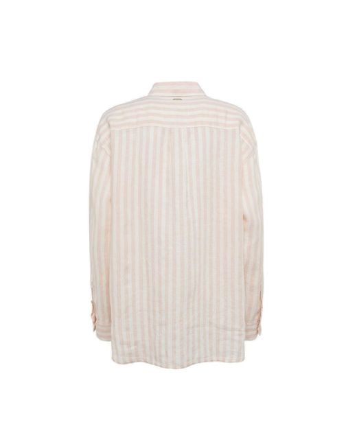 Barbour White Hampton Striped Long-sleeve Shirt