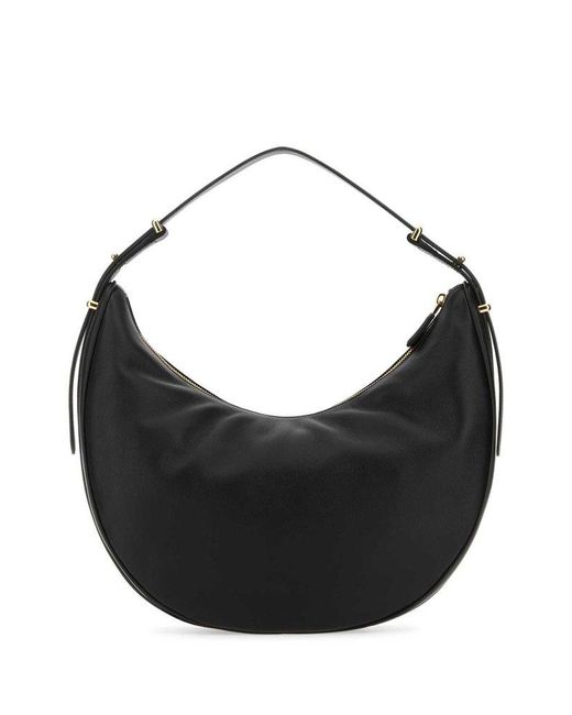 Prada Black Arqué Zip-up Large Shoulder Bag