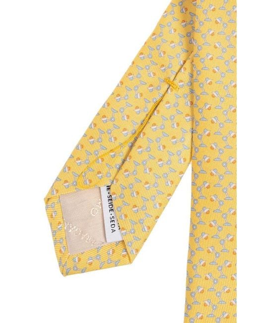 Ferragamo Yellow Silk Tie, for men