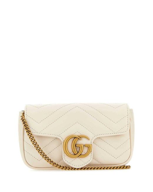 Gucci GG Marmont Matelassé Super Mini Shoulder Bag in Natural | Lyst Canada