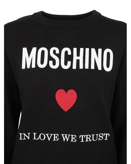 Moschino Black Logo Printed Crewneck Sweater