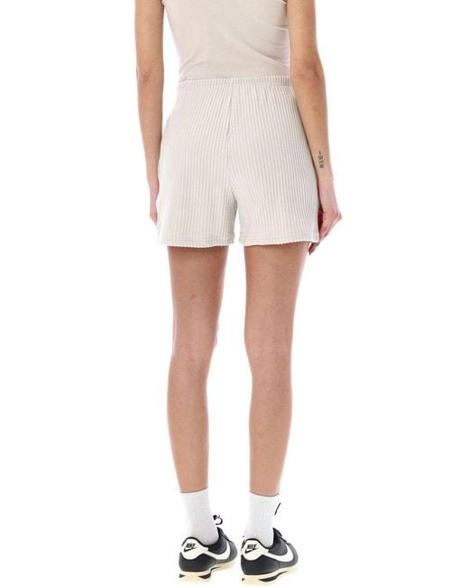 Nike White Chill High-waist Knitted Ribbed Shorts