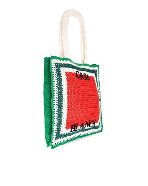 Casablancabrand Red Atlantis Crochet Top Handle Bag