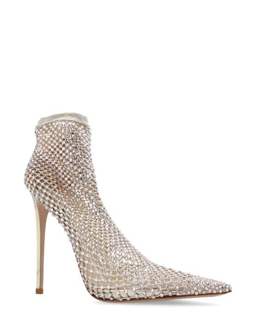 Le Silla Gray Gilda Embellished Pointed-Toe Pumps