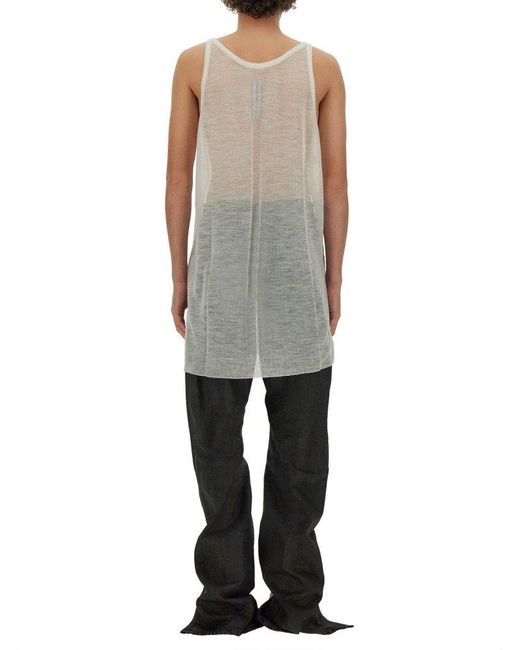 Rick Owens White Knitted Tank Top for men