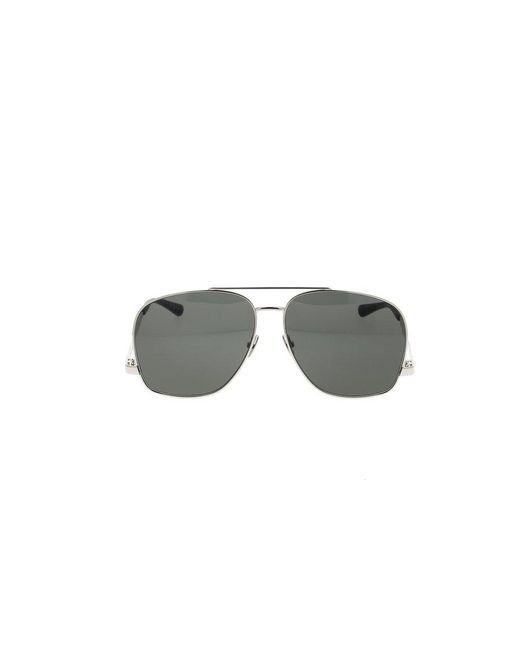 Saint Laurent Black Leon Pilot Frame Sunglasses