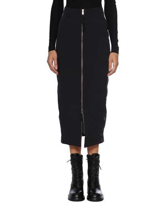 Thom Krom Black Padded High Waist Zip-up Midi Skirt