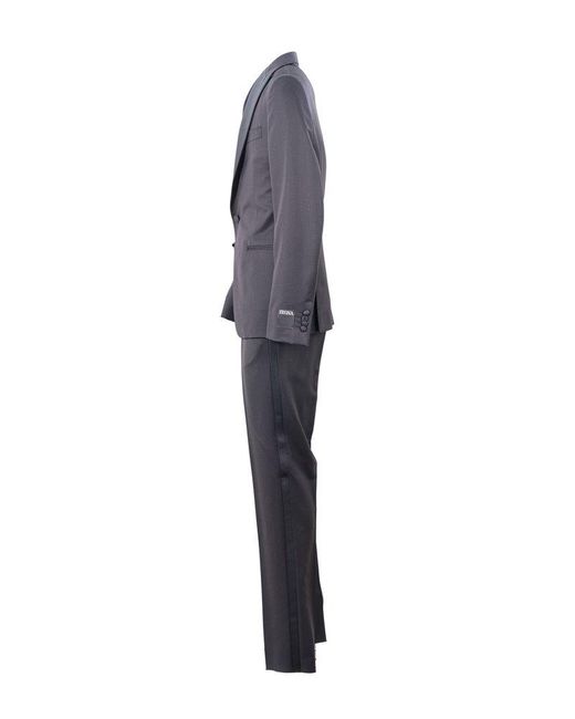 Zegna Blue Single-breasted Pressed Crease Tailored Suit for men