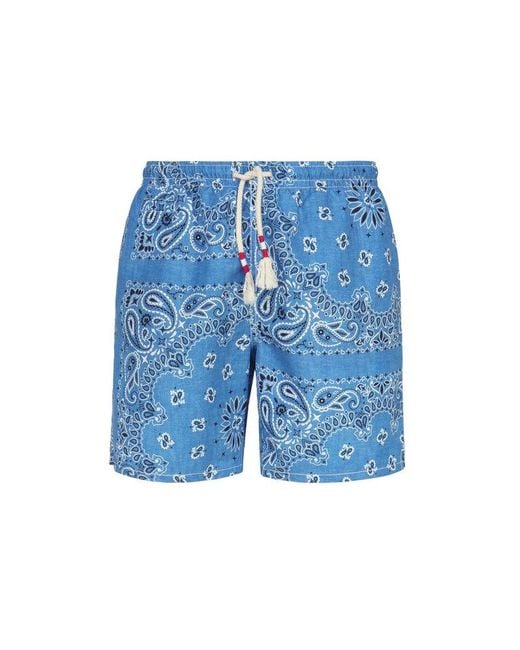 Mc2 Saint Barth Blue Printed Drawstring Swim Shorts for men