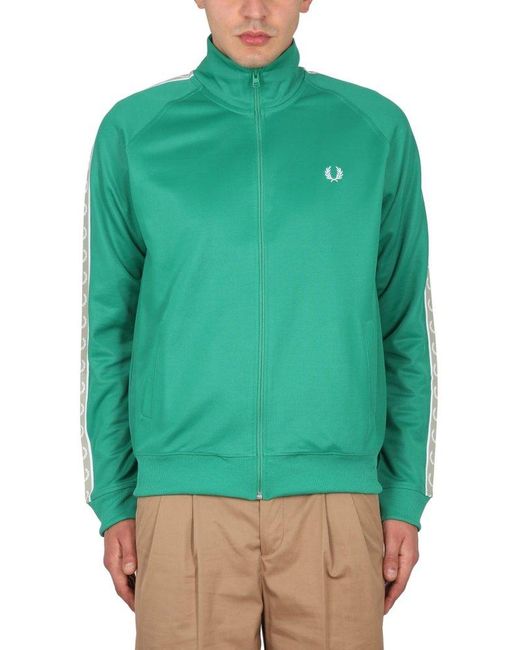 Fred Perry Green Contrast Tape Track Jacket for men