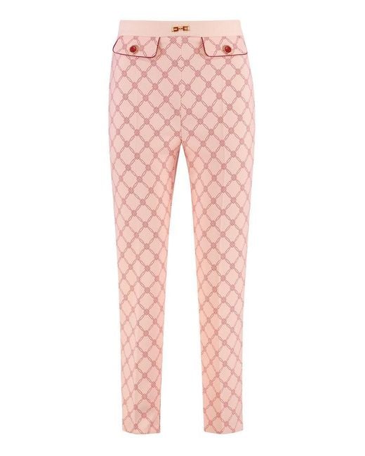 Elisabetta Franchi Pink Printed Crêpe Trousers
