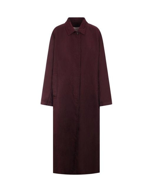 Dries Van Noten Purple Button Detailed Long-sleeved Raincoat