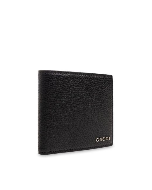 Gucci Black Folding Wallet With Logo, for men