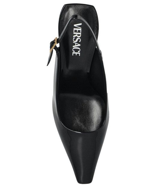 Versace Black V2025 Slingback Pumps