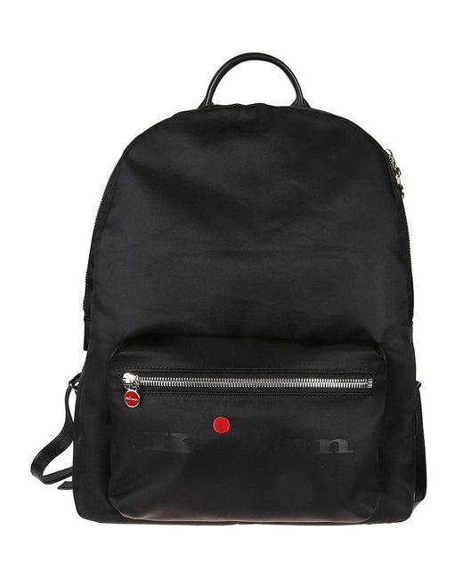 Kiton Black Logo-printed Zipped Backpack for men