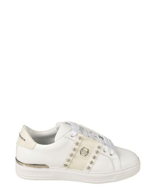Philipp Plein Logo plaque Lace up Sneakers in White for Men Lyst