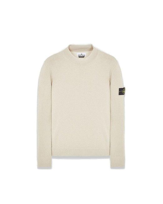 Stone Island White Compass-patch Knitted Jumper for men