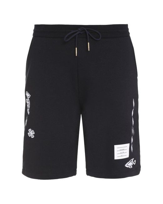Thom Browne Black Cotton Bermuda Shorts for men