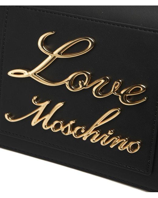 Moschino Black Logo Lettering Chain Linked Shoulder Bag
