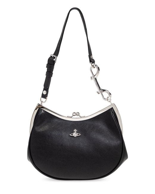 Vivienne Westwood Black Logo Plaque Tote Bag