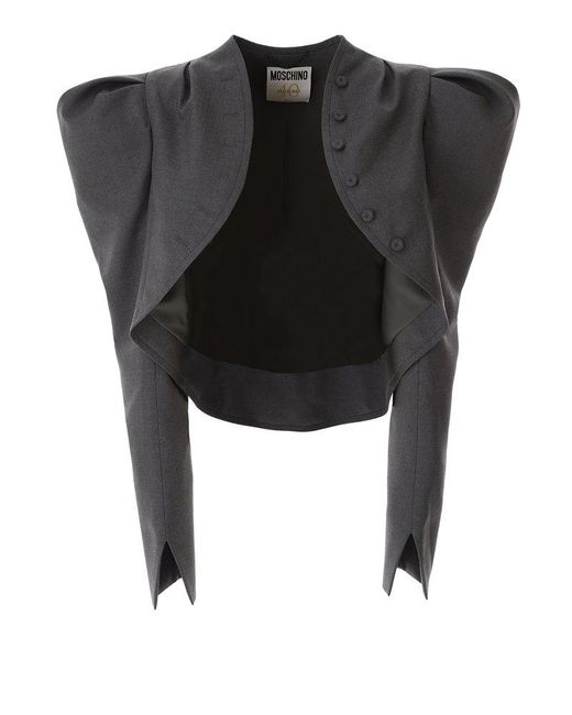 Moschino Black Puff-sleeved Cropped Jacket