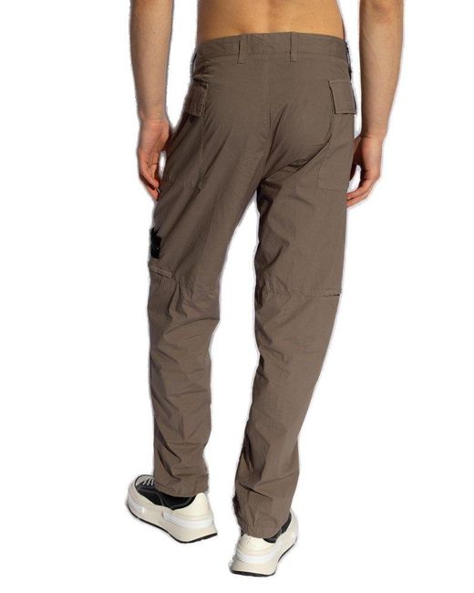 Stone Island Brown Trousers With Logo, for men