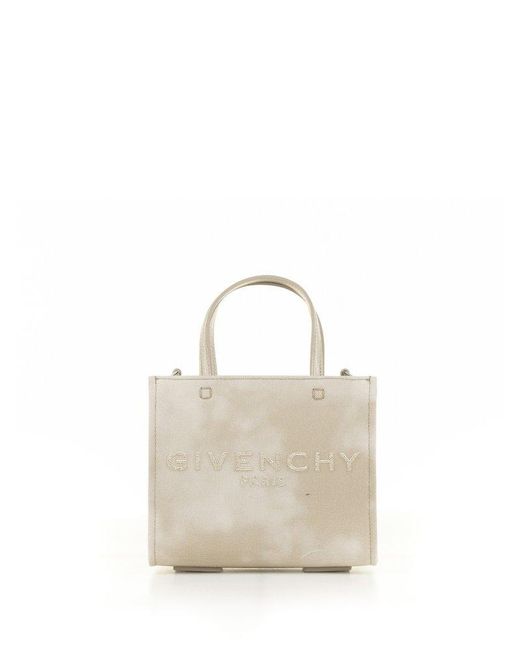 Givenchy White Mini Logo Embroidered Tote Bag