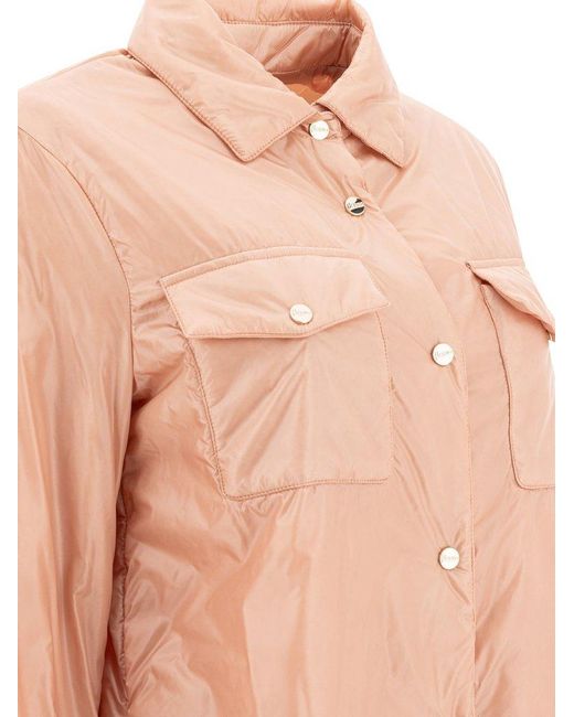 Herno Pink Long Sleeved Press-Stud Down Jacket