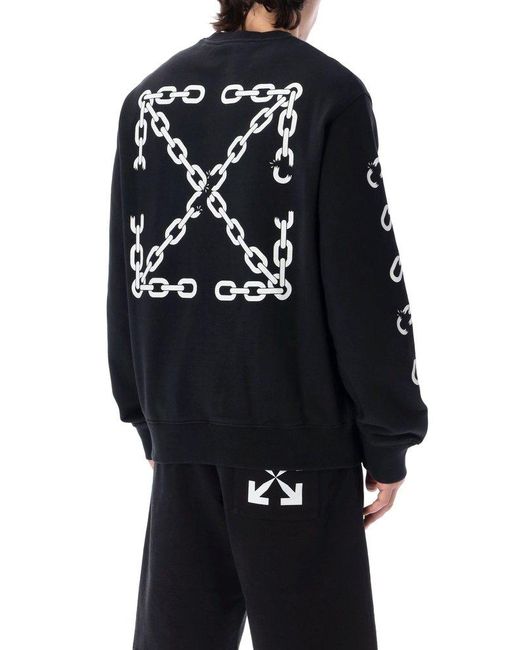 Off-White c/o Virgil Abloh Chain Arrow Logo Printed Crewneck Sweatshirt in  Black for Men | Lyst UK