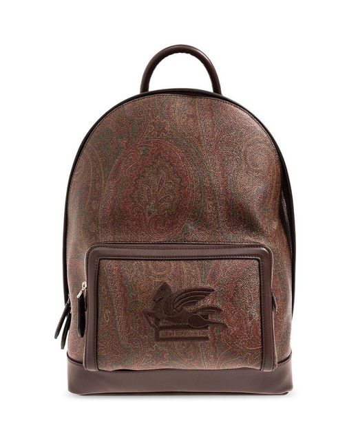 Etro Brown Backpack With Logo, for men