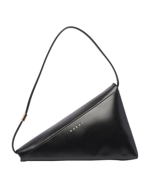 Marni Black Triangle Foldover Shoulder Bag