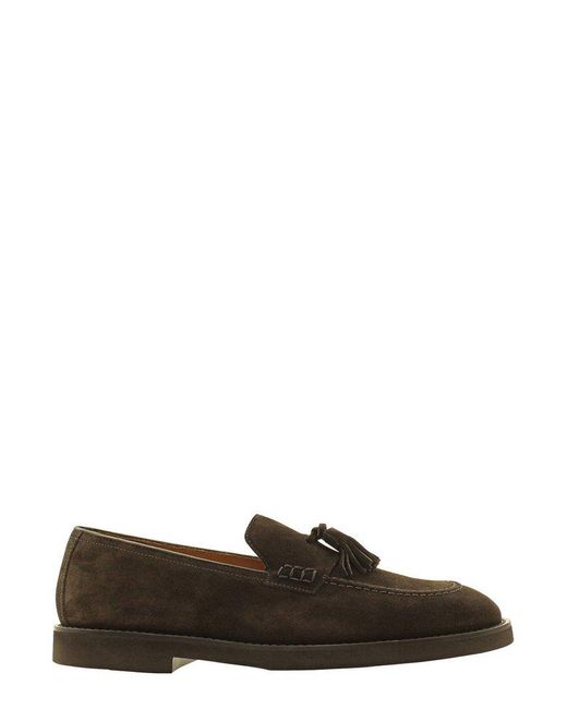 Doucal's Brown Tassel-Detailed Slip-On Loafers for men