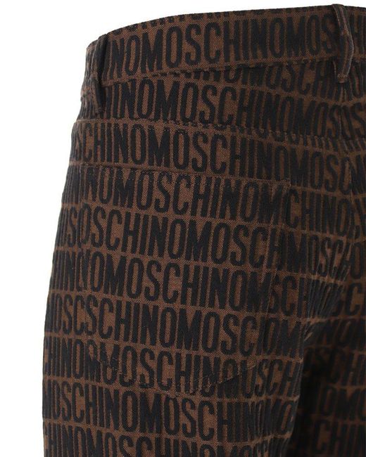 Moschino Brown Monogram Jacquard Slim-cut Jeans for men