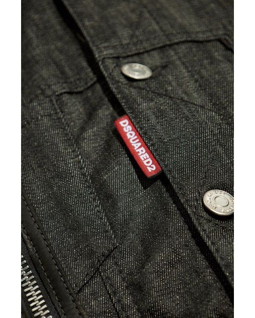 DSquared² Black Frayed Edge Denim Vest for men