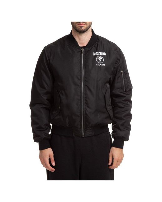 Moschino Synthetic Double Question Mark Bomber Jacket in Black for Men ...