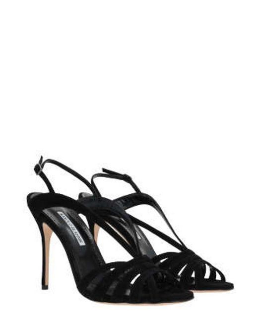 Manolo Blahnik Black Sardina Caged Design Sandals