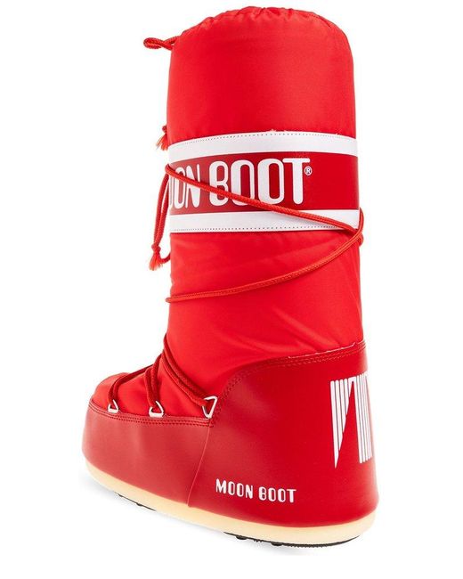 Moon Boot Red Logo Detailed Lace-up Boots for men