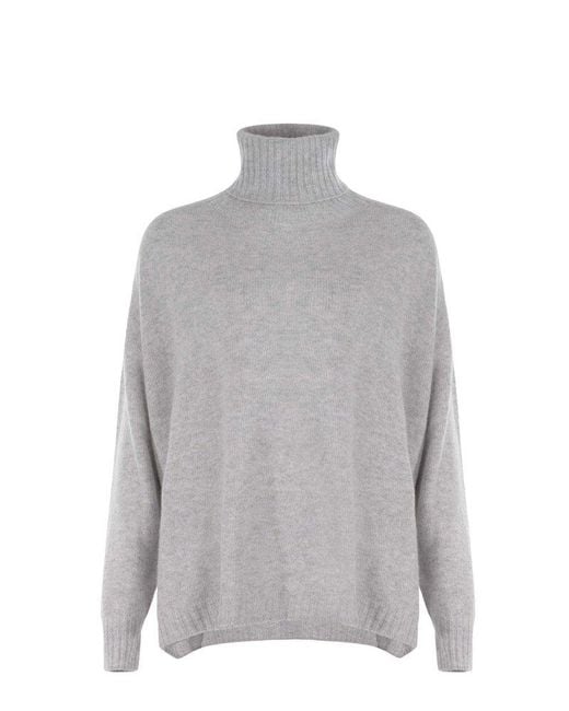 Alysi Gray Long Sleeved Turtleneck Knitted Jumper