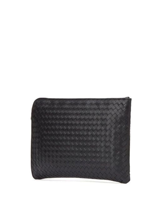 Bottega Veneta Black Zip-up Woven Clutch Bag for men
