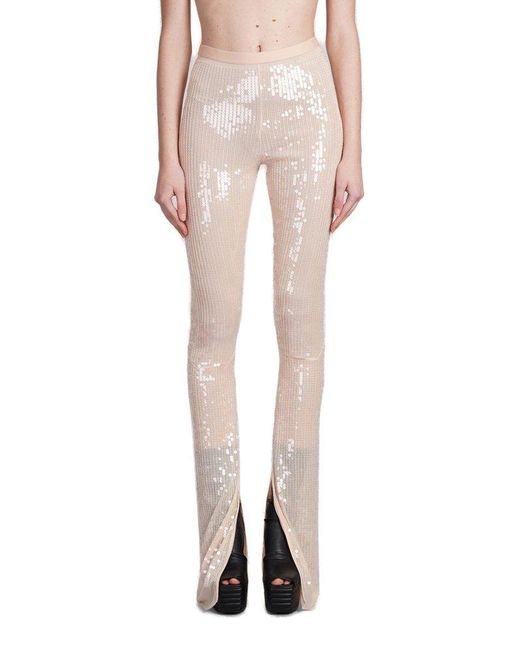 Rick Owens Natural Mid-rise Sequined Trousers