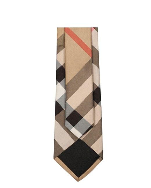 Burberry Brown Classic Cut Check Silk Tie for men