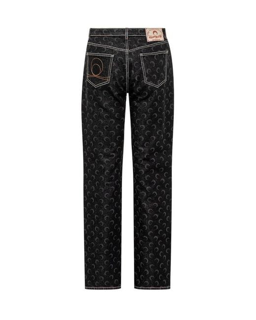 MARINE SERRE Black Jeans With Moon Logo