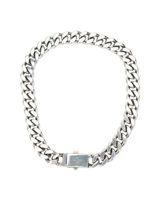 Yves Saint Laurent Silver Logo Link Pendant Necklace