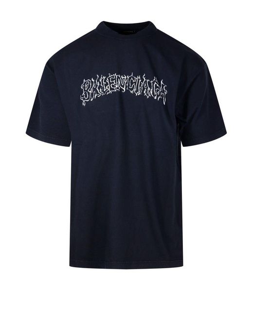 Balenciaga Black Logo Printed Medium-fit T-shirt for men