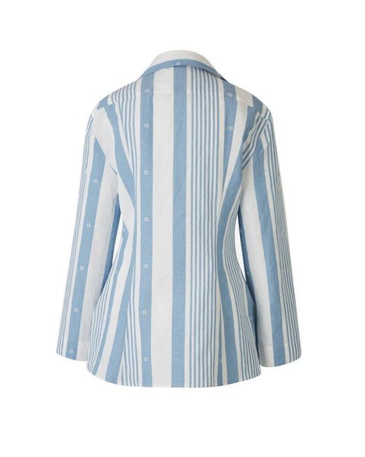 Givenchy Blue Striped Long-sleeved Blouse