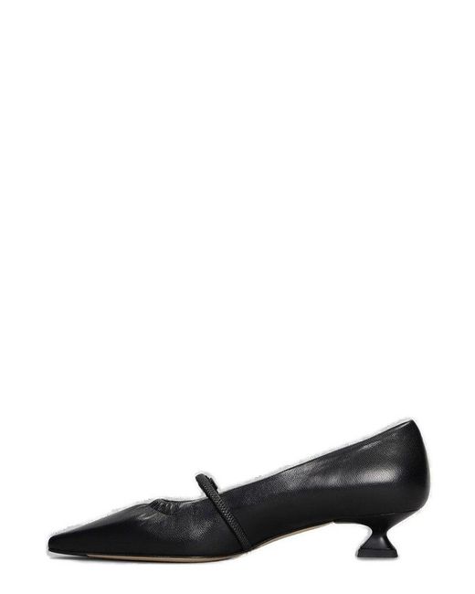 The Seller Black Pointed-Toe Slip-On Pumps