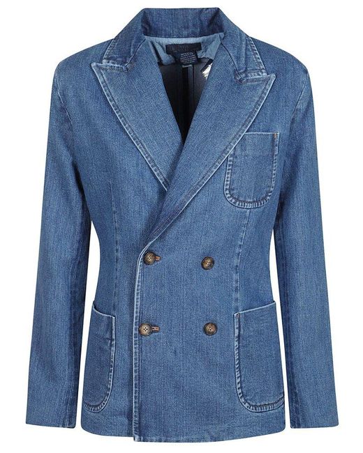 Ralph Lauren Blue Double-Breasted Denim Blazer