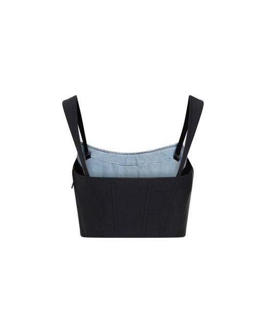 Mugler Blue Strapless Cropped Denim Corset